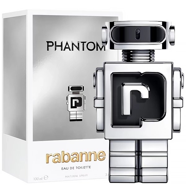 Homem segurando o frasco do Phantom Rabanne